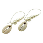 Dana Levy Cowrie Shell Charm Pearl Hoop Earrings - Silver Plate