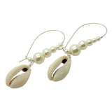 Dana Levy Cowrie Shell Charm Pearl Hoop Earrings - Silver Plate