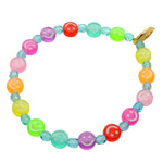 Dana Levy Mini Rainbow Smiley Charm Faceted Glass Bead Bracelet - Sky Blue