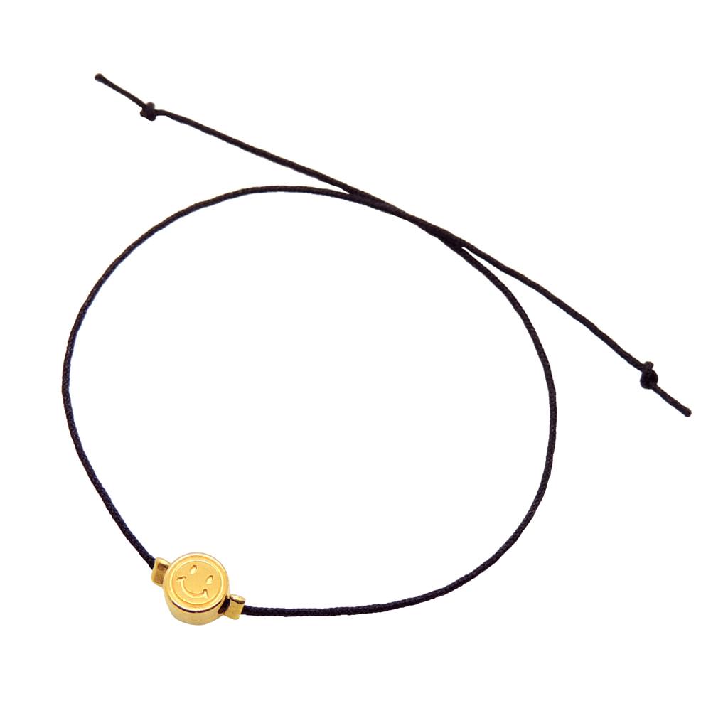 Dana Levy Smiley Charm Cord Bracelet - Black Cord