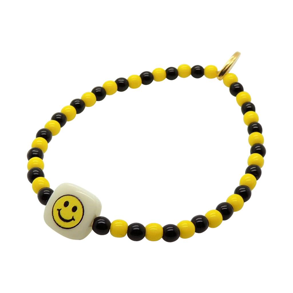Dana Levy Smiley Chiclet Charm Two Tone Glass Bead Bracelet - Black Yellow