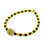 Dana Levy Smiley Chiclet Charm Two Tone Glass Bead Bracelet - Black Yellow