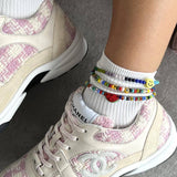 Dana Levy Watermelon Charm Balagan Multicolour Glass Bead Anklet - Anklet Trio ThreadsGen