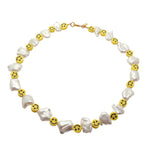 Dana Levy Smiley Charm Freshwater Pearl Necklace - Gold Plate