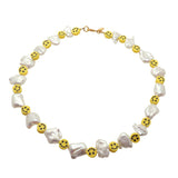 Dana Levy Smiley Charm Freshwater Pearl Necklace - Gold Plate