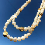 Dana Levy Midas Smiley Charm Freshwater Pearl Choker - Detail Blue Sky