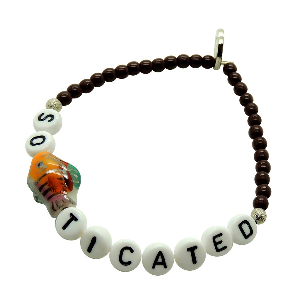 Dana Levy Sofishticated Alphabet Charm Glass Bead Bracelet - Maroon