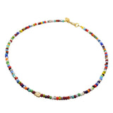 Dana Levy Mini Hamsa Hand Charm Balagan Glass Bead Necklace - Gold Plate