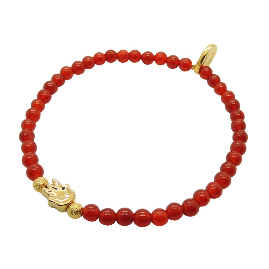 Dana Levy Men’s Mini Hamsa Hand Charm Gemstone Bracelet - Gold Carnelian