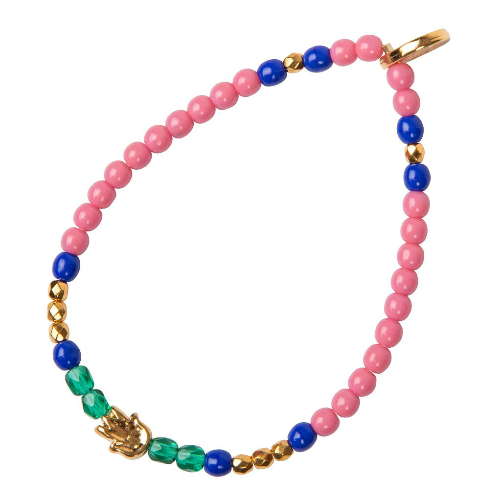 Dana Levy Solid Mini Hamsa Hand Charm Glass Bead Mix Bracelet - Pink
