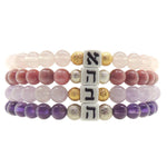 Dana Levy Alef Bet Hebrew Initial Charm Gemstone Bead Bracelet - Group Stack