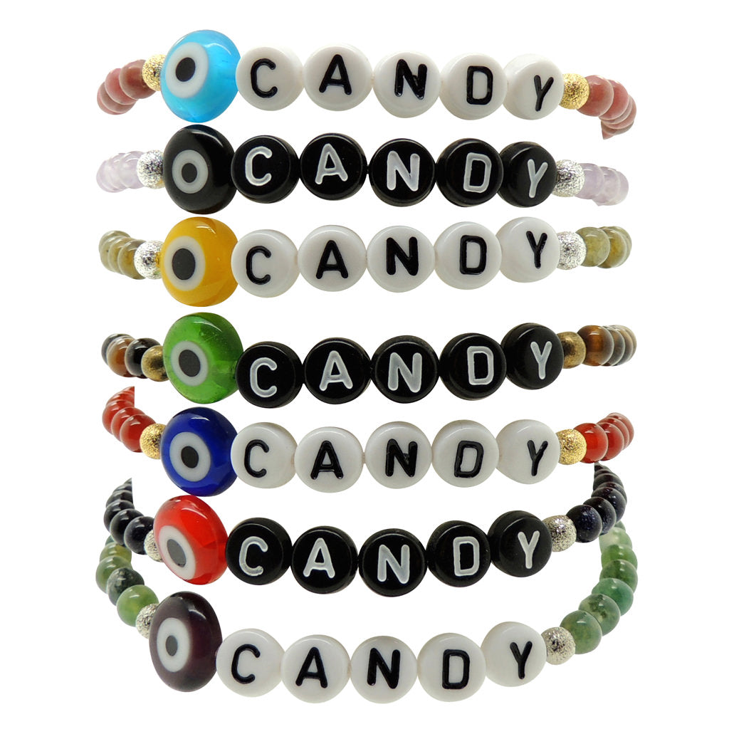 Dana Levy Eye Candy Alphabet Charm Gemstone Bead Bracelet - Group Stack