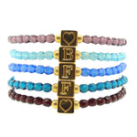 Dana Levy Alphabet Cube Charm Faceted Glass Bead Bracelet - Group Stack BFF