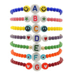 Dana Levy Maxi Multicolour Initial Alphabet Charm Glass Bead Bracelet - Group Stack