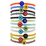 Dana Levy Evil Eye Charm Faceted Glass Bead Bracelet - Stack Multicoloured Eyes