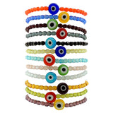 Dana Levy Evil Eye Charm Faceted Glass Bead Bracelet - Stack Multicoloured Eyes