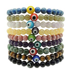 Dana Levy Round Multicolour Evil Eye Charm Gemstone Bracelet - Group Stack