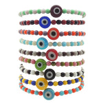 Dana Levy Men's Two Tone Evil Eye Charm Glass Bead Bracelet - Group Stack