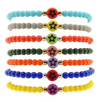 Dana Levy Multicolour Mini Star Symbol Charm Glass Bead Bracelet - Group Stack