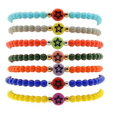 Dana Levy Multicolour Mini Star Symbol Charm Glass Bead Bracelet - Group Stack