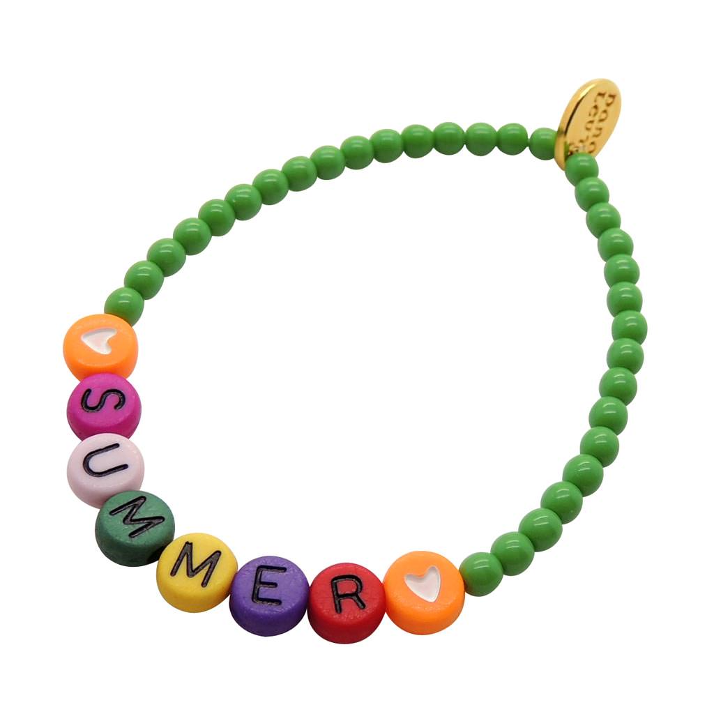 Dana Levy Limited Edition Multicolour Personalised Name Glass Bead Bracelet - Summer Apple Green