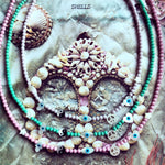 Dana Levy Mother of Pearl Symboleyes Glass Bead Necklace - Lilac Aqua Light Pink Trio