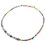 Dana Levy Personalised Alef Bet Hebrew Name Balagan Glass Bead Necklace - Tfu Tfu Tfu