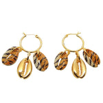 Dana Levy Tiger Print Midas Seashell Charm Trio Mini Hoop Earrings