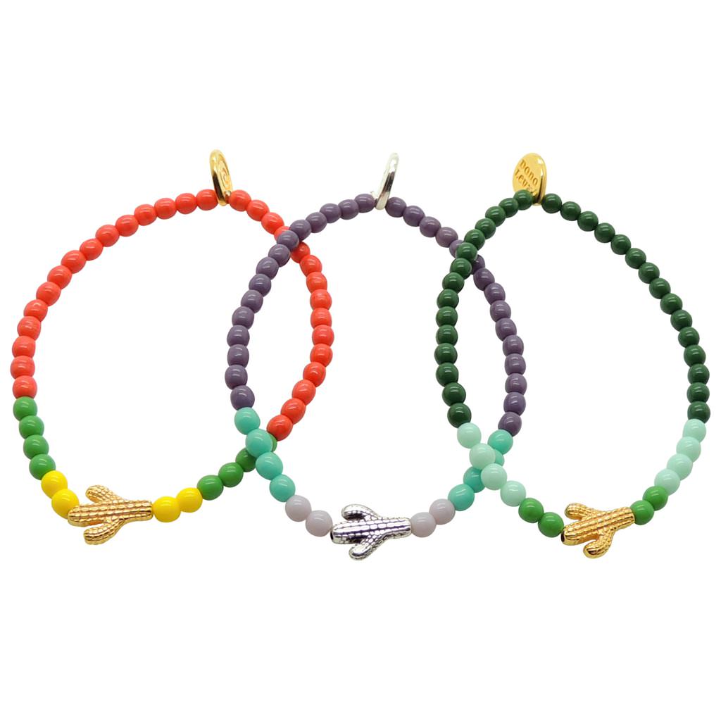 Dana Levy Cactus Charm Glass Bead Bracelet - Group Trio 