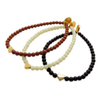 Dana Levy Mini Heart Charm Glass Bead Bracelet - Gold Heart Trio: Brown Ivory Black