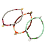 Dana Levy Mini Peace Symbol Charm Glass Bead Mix Bracelet - Group Trio