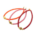 Dana Levy Smiley Charm Glass Bead Bracelet - Orange Pink Red