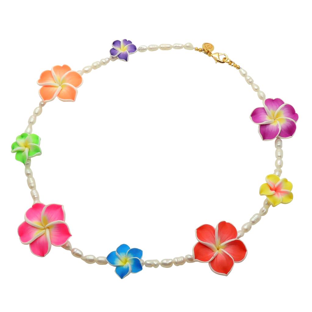 Dana Levy Tropical Flower Garland Freshwater Pearl Necklace