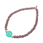 Dana Levy Multicolour Smiley Charm Faceted Glass Bead Bracelet - Turquoise / Amethyst