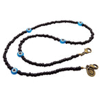 Dana Levy Evil Eye Charm Beaded Face Covering Chain - Turquoise Eye Black Glass Bead