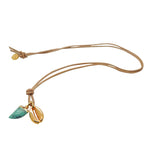 Dana Levy Men's Tooth and Midas Seashell Charm Duo Leather Cord Necklace - Turquoise Howlite Natural Cord