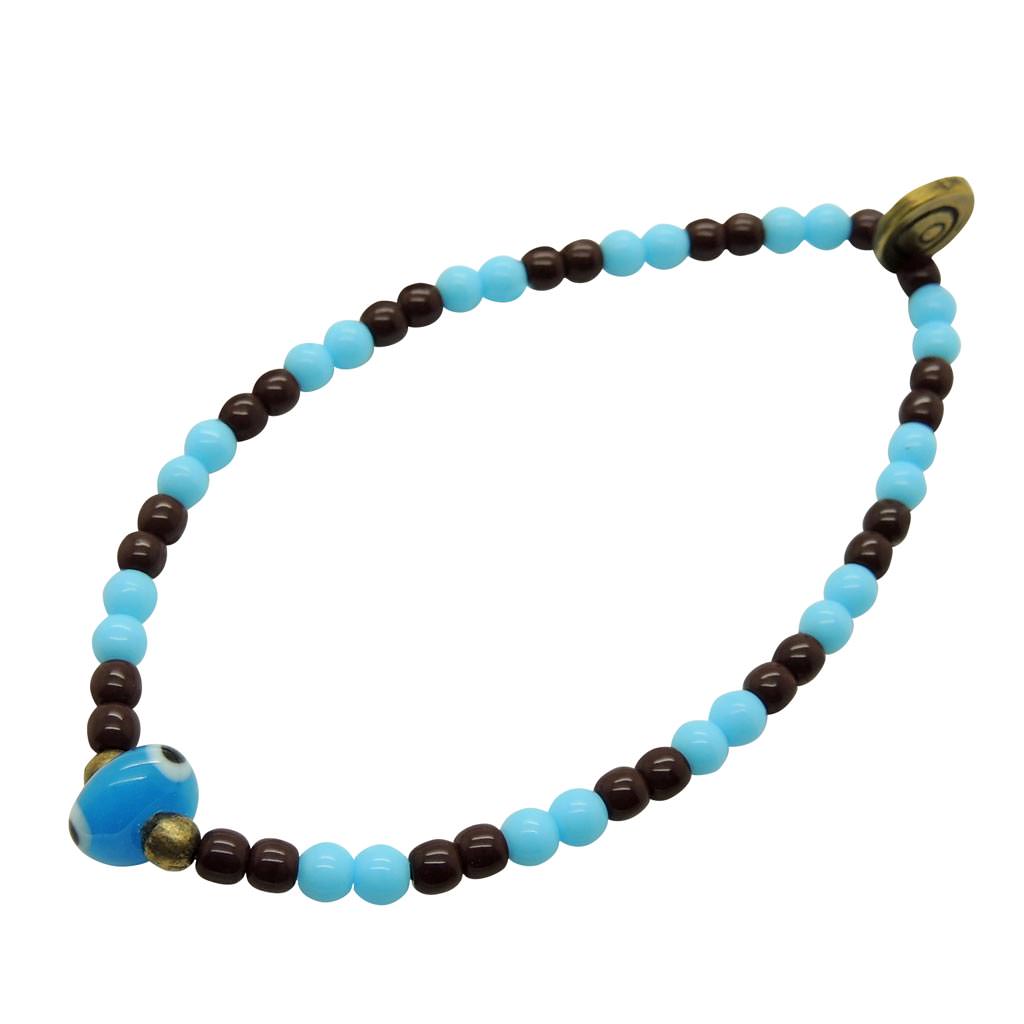 Dana Levy Men's Evil Eye Lucky Charm Football Team Glass Bead Bracelet - Turquoise & Maroon