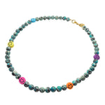 Dana Levy Dana Levy Multicolour Smiley Charm Tie Dye Gemstone Bead Necklace - Turquoise