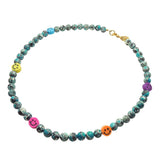 Dana Levy Dana Levy Multicolour Smiley Charm Tie Dye Gemstone Bead Necklace - Turquoise