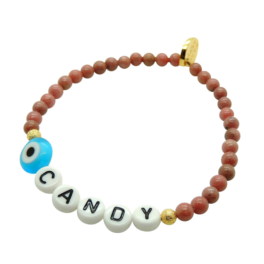 Dana Levy Eye Candy Alphabet Charm Gemstone Bead Bracelet - Turquoise Eye Rhodonite