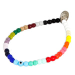 Dana Levy Round Mini Evil Eye Charm Rainbow Glass Bead Bracelet - Turquoise