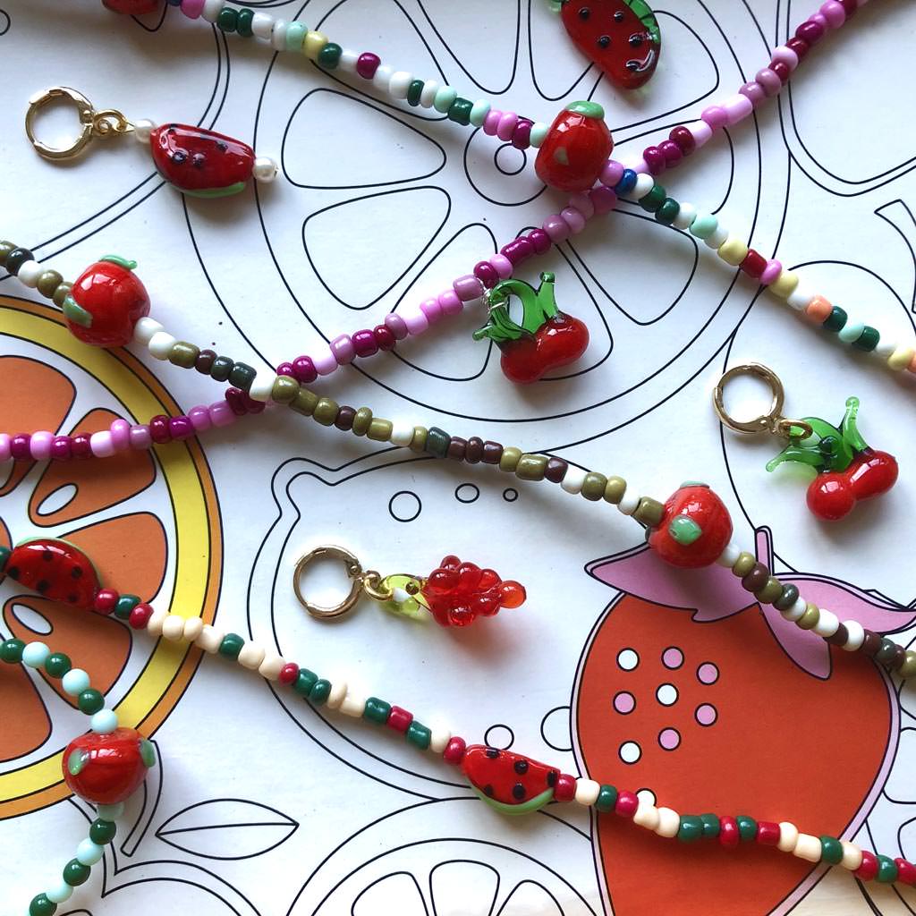 Dana Levy Tutti Frutti Glass Charm Huggie Earring - Fruity Mix