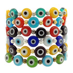 Dana Levy Two Tone Glass Evil Eye Charm Bracelet - Group Stack