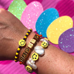 Dana Levy Multicolour Smiley Face Charm Dotty Glass Bead Bracelet - Happy Bracelets Trio 