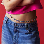 Dana Levy Watermelon Charm Balagan Multicolour Glass Bead Belly Chain - Paired with Ibiza Blues Pearl Belly Chain