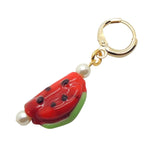 Dana Levy Pearl Fruit Charm Huggie Earring - Watermelon