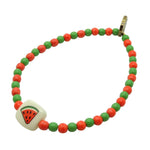 Dana Levy Watermelon Chiclet Charm Two Tone Glass Bead Bracelet - Coral / Apple Green Glass Beads