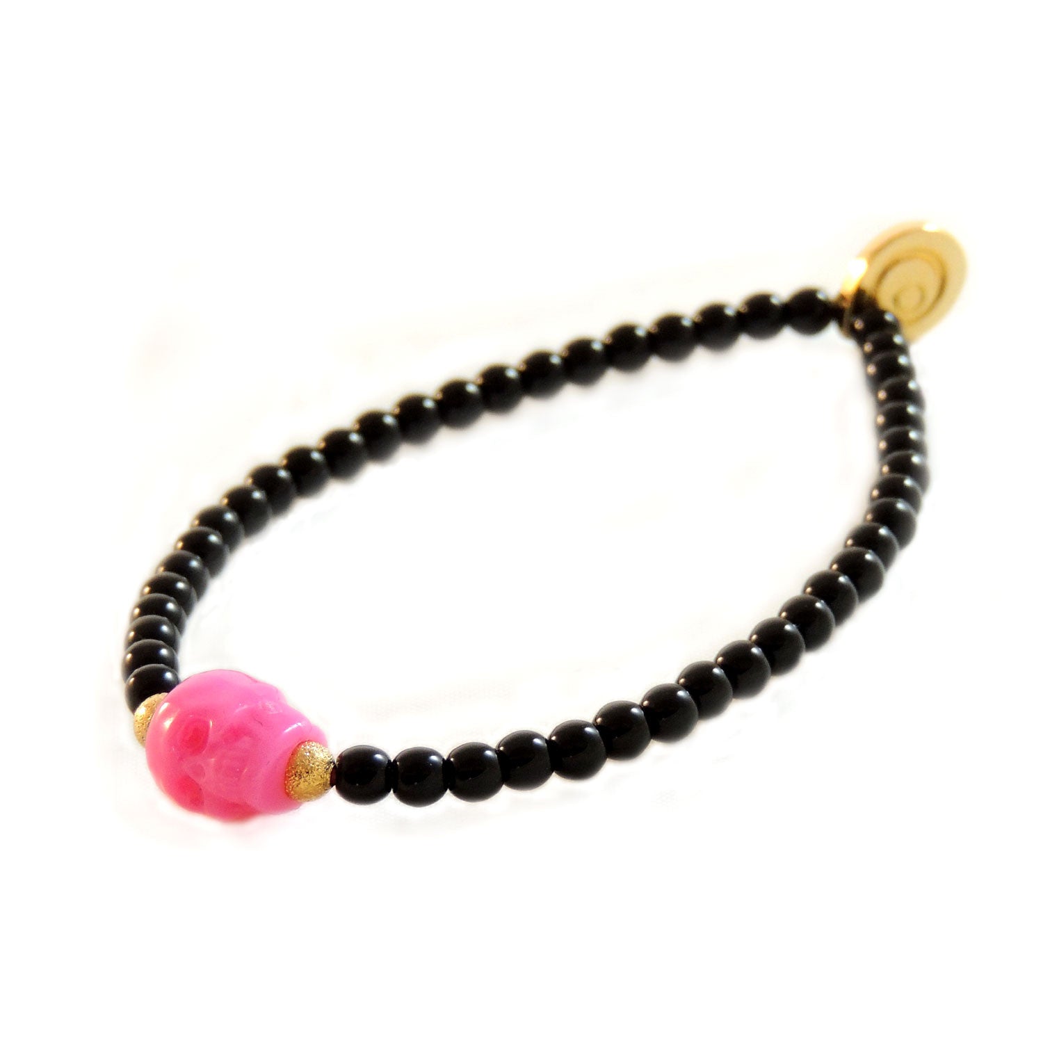 Dana Levy Colour Skull Bracelet - Bright Pink Black Mens 