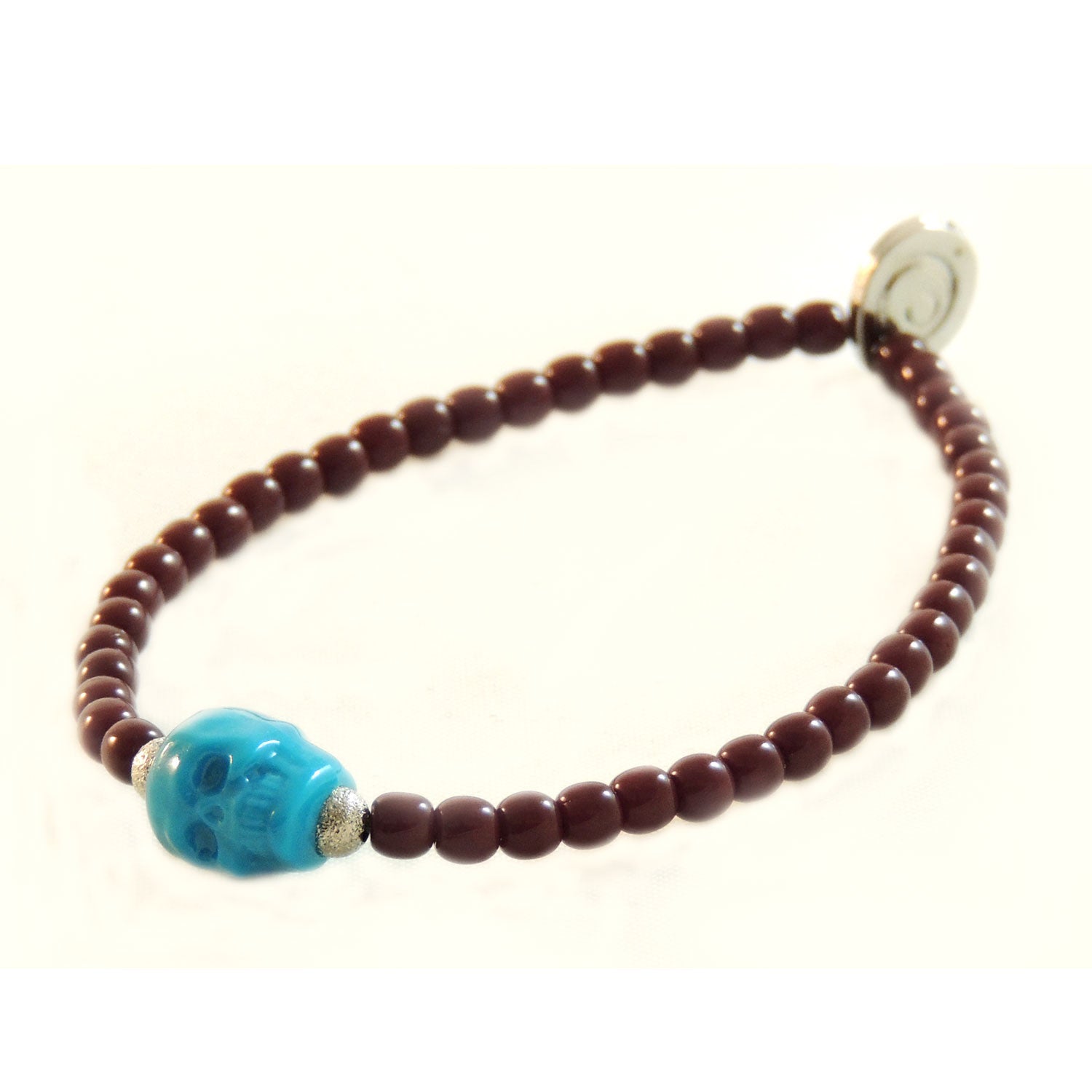 Dana Levy Colour Skull Bracelet - Teal Turquoise Maroon Mens