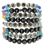 Dana Levy Yinglish Phrase Glass Bead Bracelets Black Pile